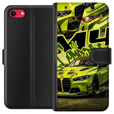 Kompatibelt Lommeboketui til Apple iPhone SE (2020) Bluey-familien i lykkelig tegneseriestil med blomstrende bakgrunn og leken fargepalett