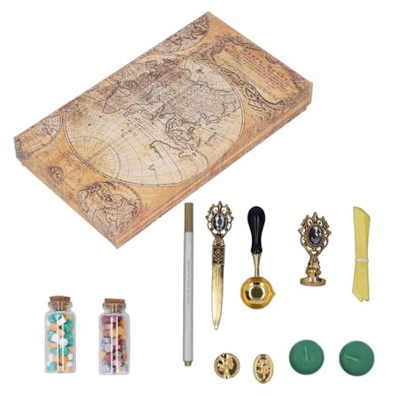 Europeisk stil Retro DIY Voksstempelsett Håndlaget Konvoluttforsegling Voks Brannmaling Gaveeske Dekor Grå