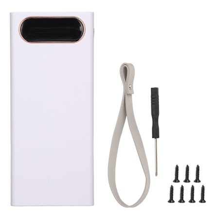 L16 16x18650 DIY Powerbank med 2 USB-utgångar, 22,5W snabbladdning, batterilåda med LCD-skärm och Micro Type C-ingång