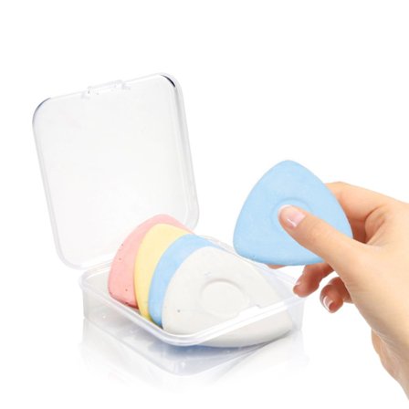 4-delt skredderkrittsett – Fargede markører for stoff (hvit, gul, rød, blå) med skjult etui