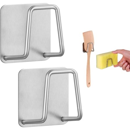 2 stk. køkkensvamp holder i rustfrit stål, svampeholder, vask, multifunktionel køkkensvamp holder til børster, ståluld, skærebrætter