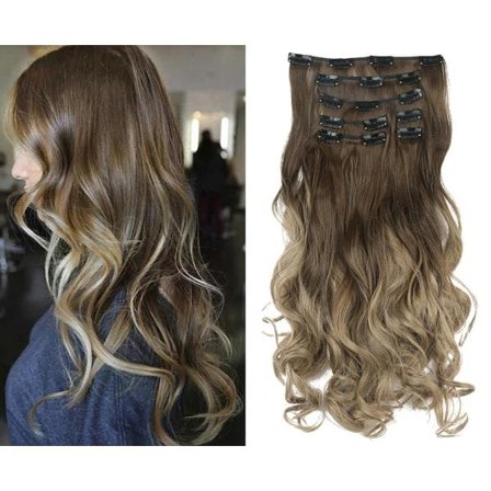 Clip in extensions hårförlängningar 7 delar syntetiska hårbitar M6PH613