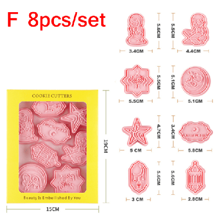 6/8 st/ Set Eid Mubarak Tecknad Cookie ters DIY Plast Ramadan E F