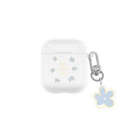 Kompatibel med AirPods Skal Airpods 2 Skal och Airpods 1 Skal Blommig Design Mjukt Transparent TPU Skal Söta Tjejer Airpods 2 och 1 - Blå Blomma Så