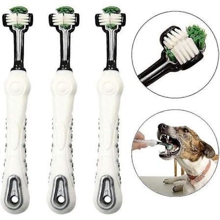 3-pak Hundetandbørste Kæledyrs Tandpleje 3-bladet Tandbørste Tandhygiejne Hundetandbørste 3-børste