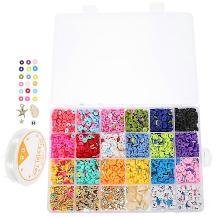 1 Set Polymeerimassahelmet Litteät helmet DIY Löysät helmet askartelukorujen valmistukseen