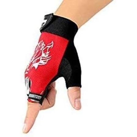 Sportshansker for barn, halvfinger, pustende og sklisikre sykkelhansker, støtsikre fingerløse hansker for ridning, motorsykkel, camping Red