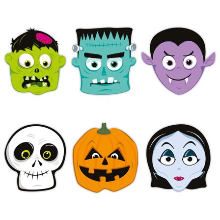 Pappersmasker Halloween Monster 24x23cm 6-pack - Halloween Dekoration - Kalaslagret.se