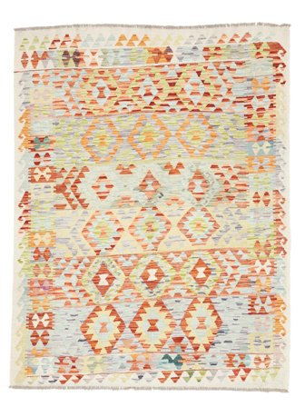 Oriental Kilim Afghan Old Style Rug 161X207 Yellow/Brown Wool, Afghanistan