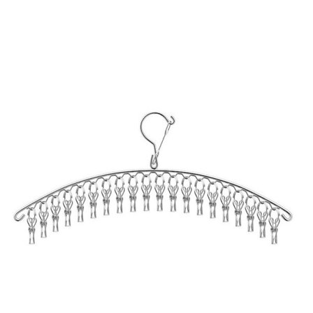 Rustfrit stål Tøj Tørring Bøjle Vindtæt Tøj Rack 20 Clips Sok Tøjvask Lufter Bøjle