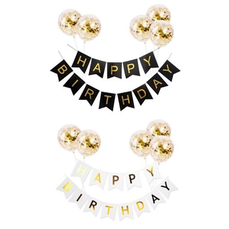 2-pack - Dekoration för födelsedagsfest - Grattis på födelsedagen ballong, födelsedagsflagga