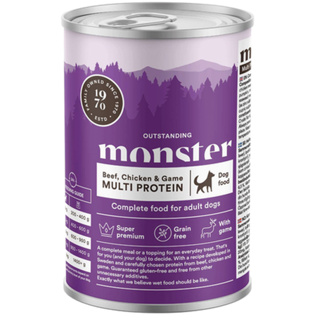 Monster Pet Food - Dog Multi Beef/Chicken/Game Burk 400 g. - Hund - Hundefôr & hundemat - Våtfôr & våtmat - ZOO.no