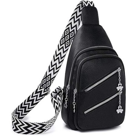Blød læder afslappet crossbody-taske til kvinder med bred skulderrem, sporty PU-lædertaske, brysttaske til kvinder, taljetaske med flere rum