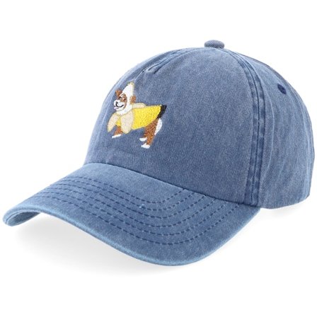 Iconic - Blauw unconstructed Cap - Banana Suite Dog Vintage Washed Blue A-frame Dad Cap @ Hatstore