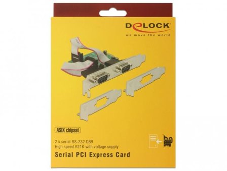 Delock PCI Express Card > 2 x Serial RS-232 High Speed 921K with Voltage supply - seriell adapter - PCIe 2.0 - RS-232 x 2