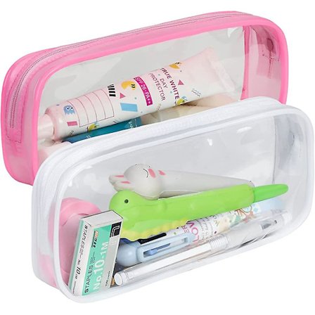 2 kpl kynäkotelosetti. Läpinäkyvä kynälaukku kokeisiin. PVC-vetoketjullinen penaali. Kynä Acsergery lahja