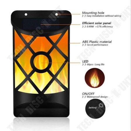 TD LED Vägglampa Dekorativ Ljus Flamsimuleringssensor Sollampa