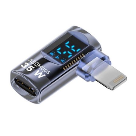 PD 35W USB-C Hona till Lightning Hane Adapter Digital Display Laddning Dataöverföring Vinkeladapter