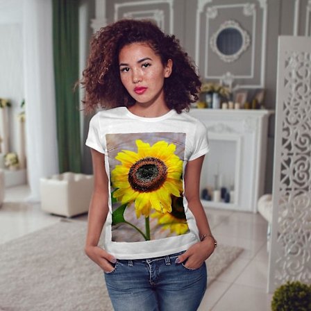 Sunflower Photo Nature Women Whitet-shirt