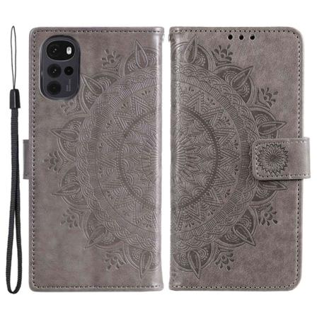 Skalo Motorola Moto G22 Mandala Plånboksfodral - Grå Grå
