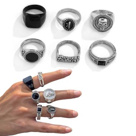 6-pack Klackringar Herringar - Ringar För Herr Silver Silver