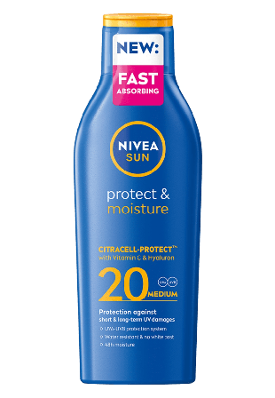 NIVEA Solkräm Protect & Moisture Sun Lotion SPF20 200 ml Solskydd solvård Dam