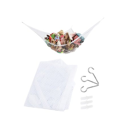 Leketøyhengekøye for soverom barnerom oppbevaring leker teddybjørn - Hvit