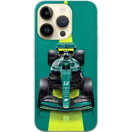 Yhteensopiva Puhelinkuori Apple Apple iPhone 15 Pro Aston Martinin Formula 1 -auto vihreässä kilpailumuotoilussa, jossa on moderni studiosentuntma