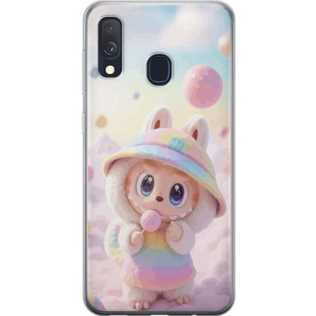 Kompatibelt Mobildeksel til Samsung Galaxy A40 Regnbuedrømmenes Pastell Design myk drømmeaktig stil med søt figur i regnbueklær og lyse skyer i bakgr