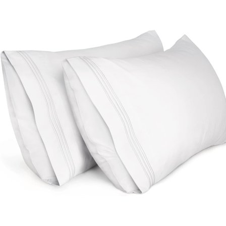 Pillowcase 2 Pack, Soft Brushed Microfiber Cushion Cover,White, 50x75cm)