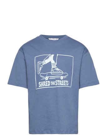 Short-Sleeved Printed T-Shirt Blue Mango