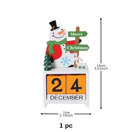 Jul Træ Kalender Ornament Countdown Julemand Snemand Gør-det-selv til bordplade pynt