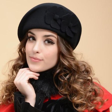 Vinterhatte til kvinder - fransk beret hue pillbox hat mode 100% uld varm (FMY)