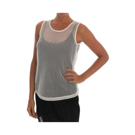Dolce & Gabbana, Net Tank Transparent Top Wit, Dames, Maat:L,polyester