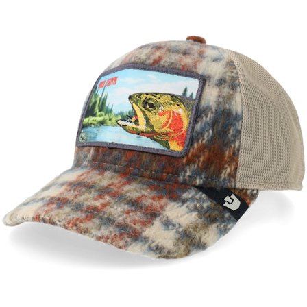 Goorin - Beige trucker Keps - Down By The River Plaid A-frame Trucker @ Hatstore