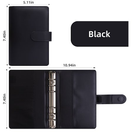 Binder Budget A6 Pu Læder Notesbog Planner Organizer Sort (Kun Skal)