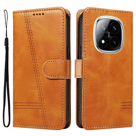 Xiaomi Redmi Note 14 Pro 5G 14 Pro+ 5G -puhelimen kääntölompakkokotelo T-muotoisilla viivoilla, nahkainen suojakuori – Viininpunainen