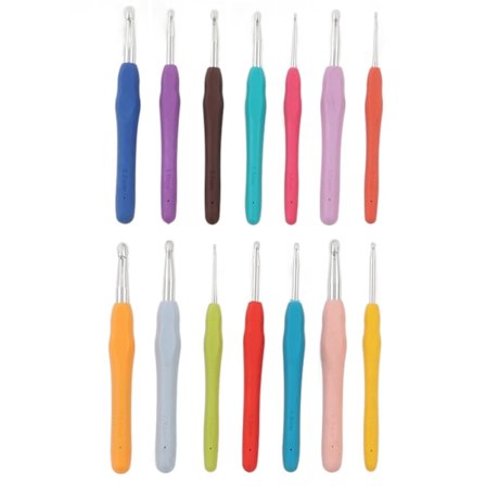 14 kpl virkkuukoukkua mukava ergonominen kahva kiiltävä kärki kevyt alumiiniset neulepuikot sarja kudontaan