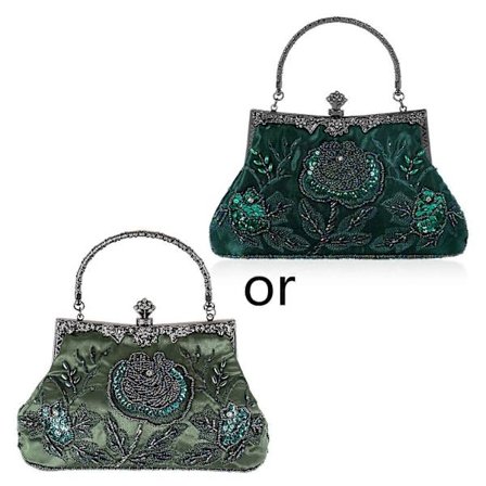 Vintage Stil Perlebesatt Blomster Aften Clutch Veske Bryllupsfest Ball Lommebok Håndveske
