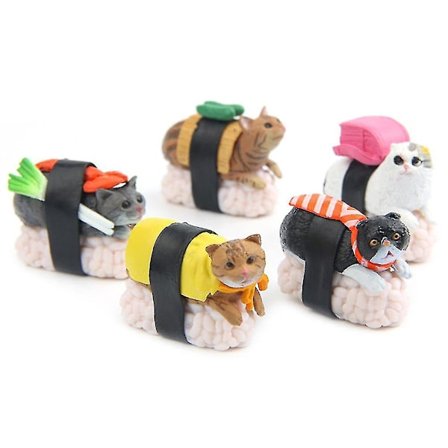 5 stk Realistiske Sushi-Katter Minifiguriner Barn Leke DIY Fehage Tilbehør