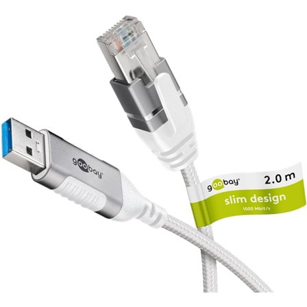 Ethernet-kaapeli USB-A 3.0 - RJ45, Slim, 2 m