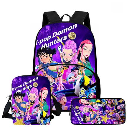 K-Pop Demon Hunter Rygsæk Skuldertaske Madkasse Penalhus Skolerygsæk-FF- 3PKWKH004