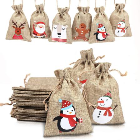 Jute Jute Jute Bags, Xmas Jute Linne Jute Drawstring Gi