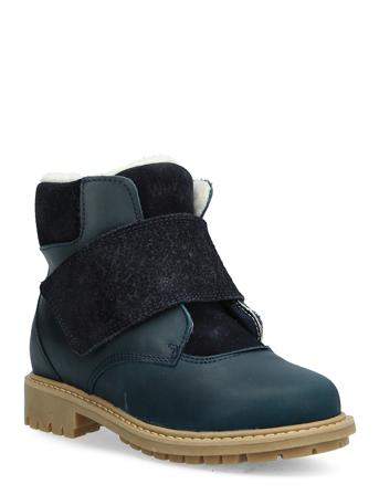 Sigge Print Velcro Boot Blue Wheat