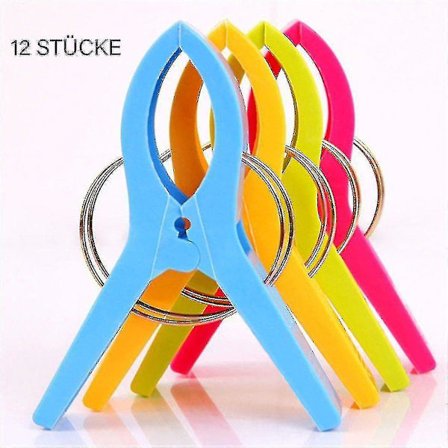 Store klesklyper, håndkleklemmer, 12-pakning klemmer for strandhåndklær, klemmer for strandhåndklær, håndkleklemmer