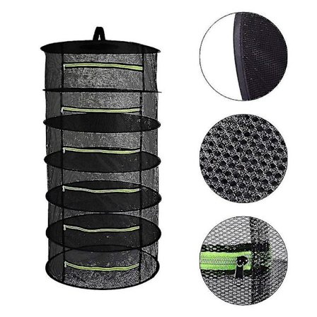4 Layer Herb Drying Rack Net, Herb Dryer Black Mesh Hanging Dryer Rack With Zipper Drying Hanging Rack Net Mesh Drying Net Basket Foldable
