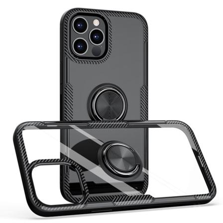Smidigt Skal Med Ringhållare - Iphone 12 Pro Max Svart/silver