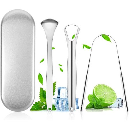 3-pak Tungeskrabere i Rustfrit Stål - Mundplejeværktøjer - Genanvendelige til Voksne