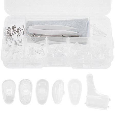 1 eske med sklisikre neseputer, sett med neseputer til briller, erstatningssett med neseputer til briller