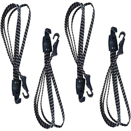 4 stk faste stropper for sykkelbagasje, elastisk spenner med krok